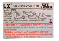 Bomba, Circ, LX WE10, 115v, 3450rpm, 1.6A, 3/4"b