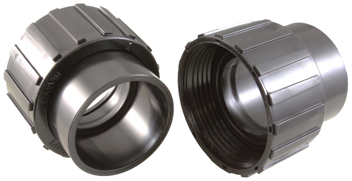 Pump Union, Qty 2, Carvin, 1-1/2"fbt x 1-1/2"s, Black