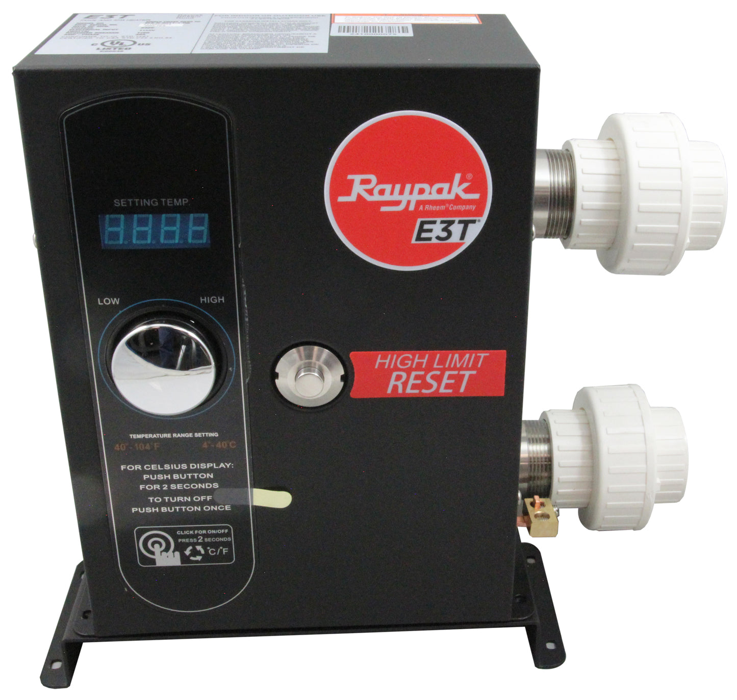 Digital Electric Heater, Raypak E3T 0011, 11kW, Titanium, 1.5"