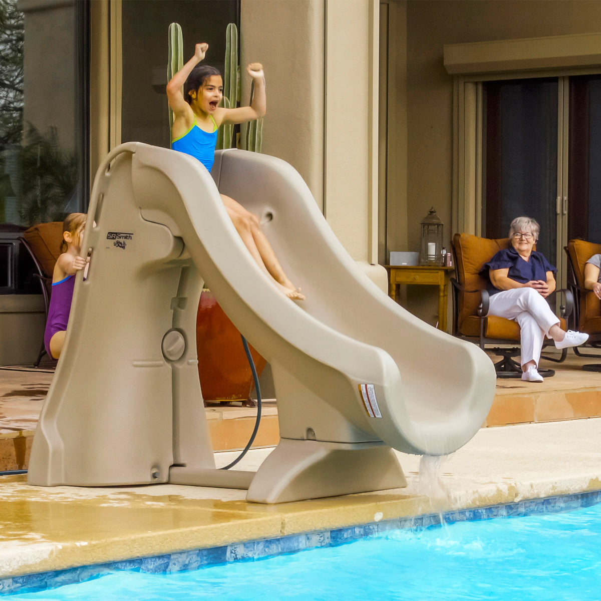 660-209-5810 Slide Away SR Smith Removable In Ground Pool Slide Taupe