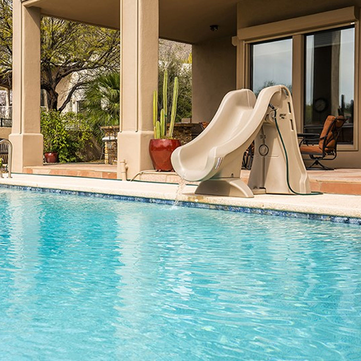 660-209-5810 Slide Away SR Smith Removable In Ground Pool Slide Taupe