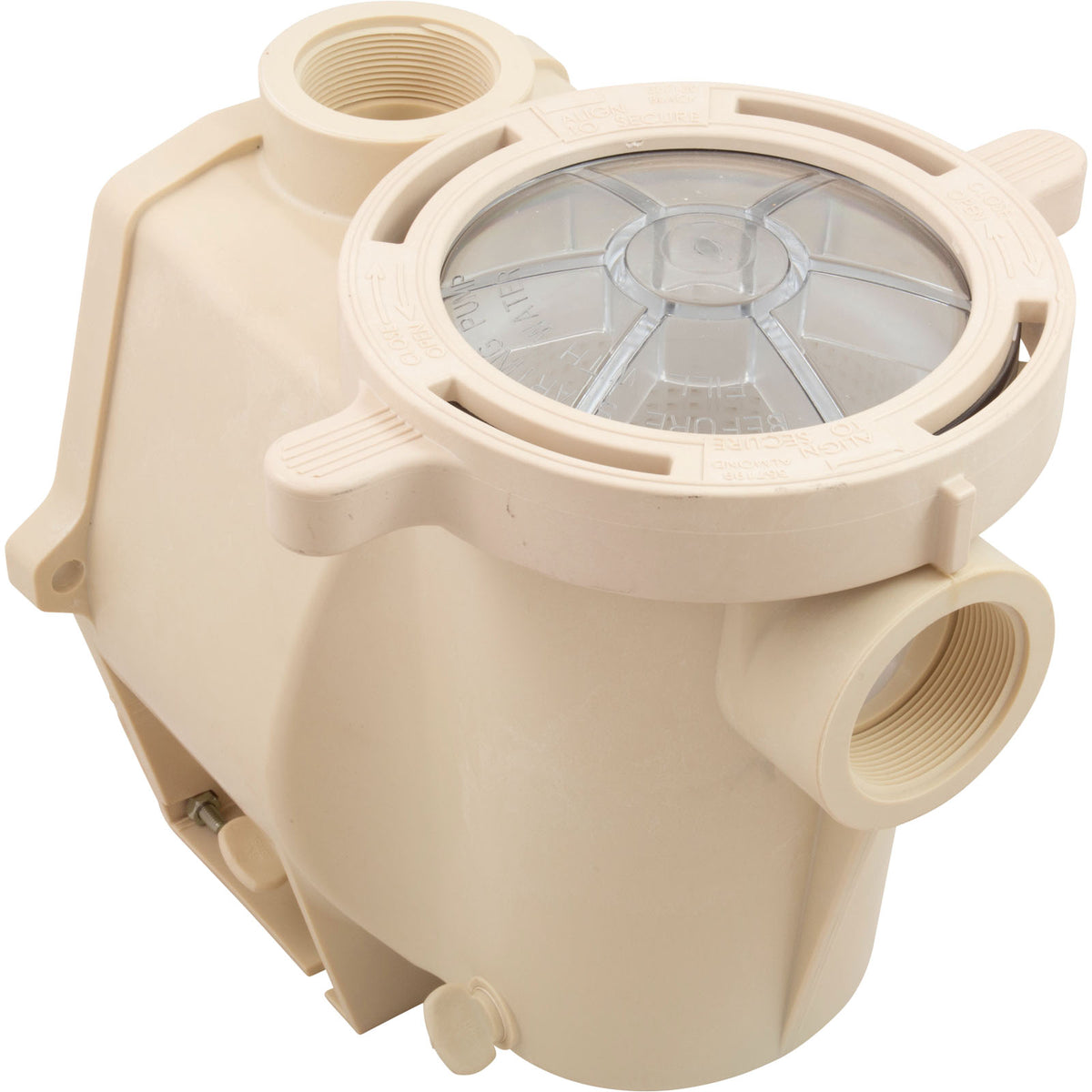 Trap/Pump Body, Pentair Purex IntelliFlo VF/VS, Almond