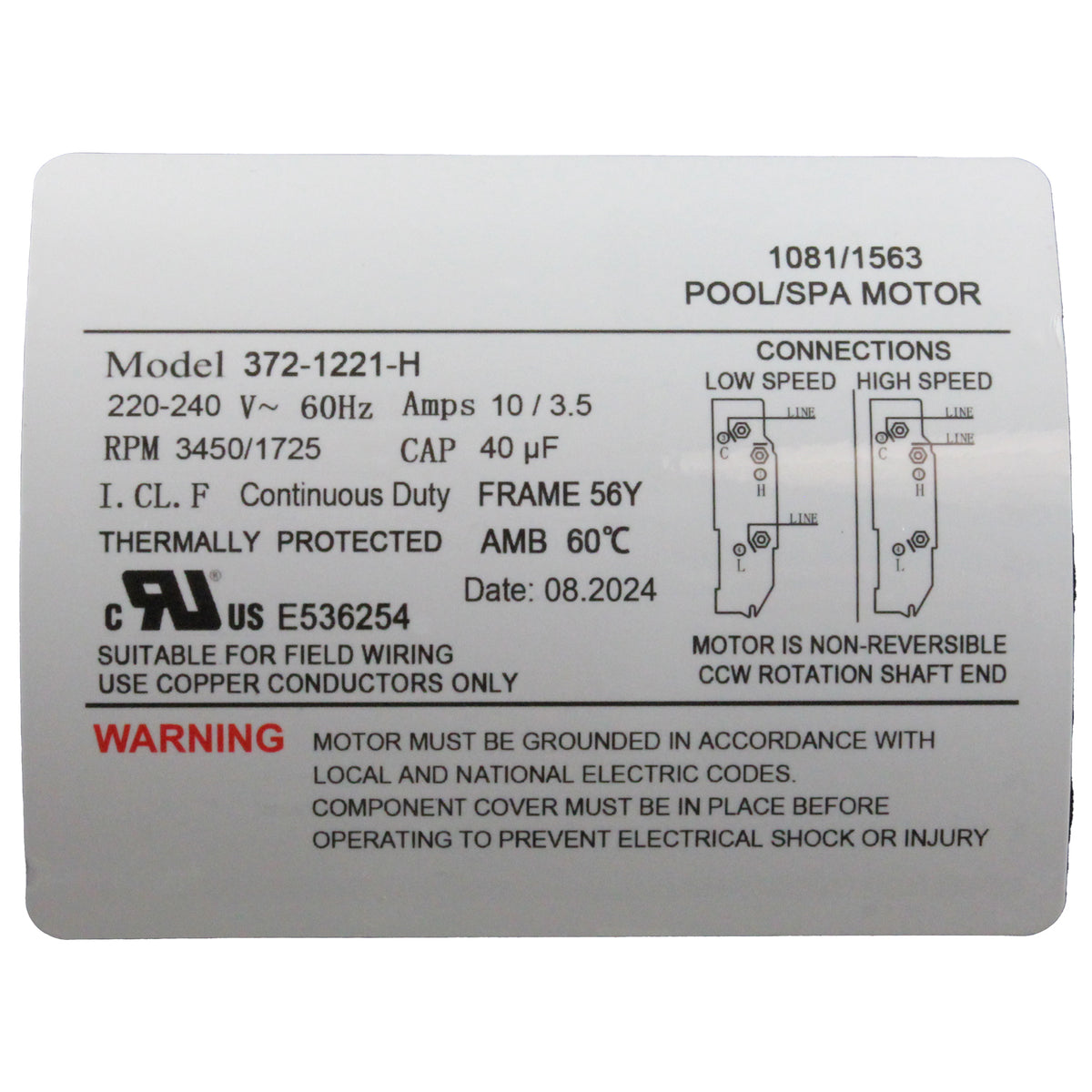 Pump, WW Executive, 3.0hp, 230V, 2-Spd, 56Fr, 2", 8ft Cord