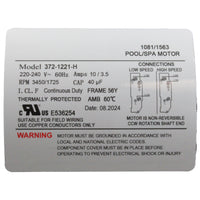 Pump, WW Executive, 3.0hp, 230V, 2-Spd, 56Fr, 2", 8ft Cord