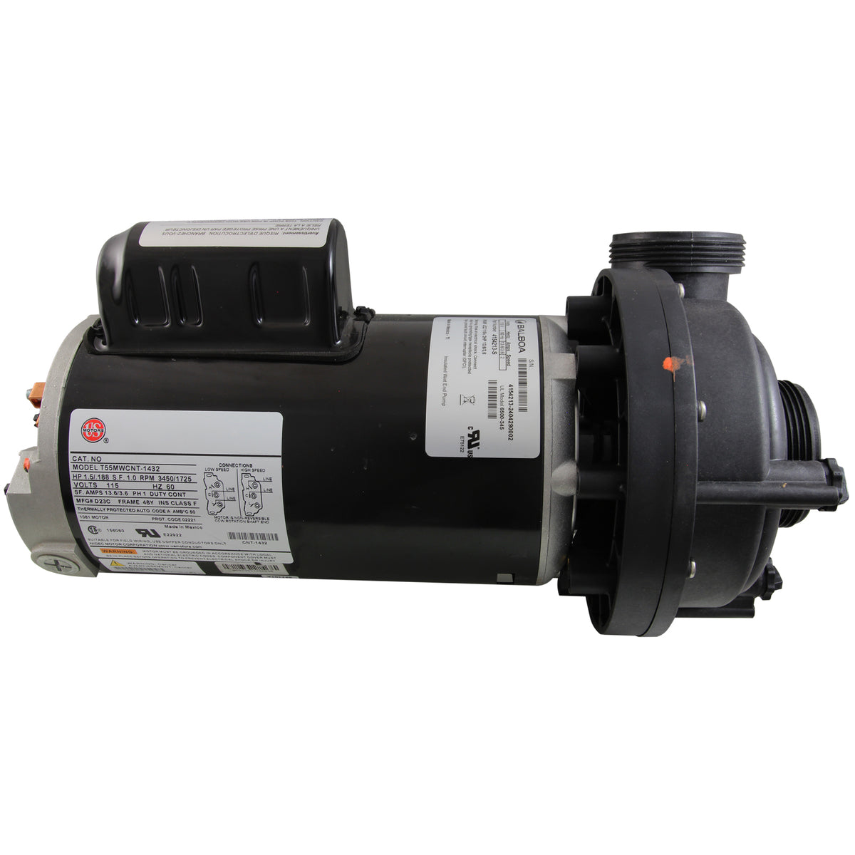 Pump, Balboa, 115V, 1.5HP, 2-Spd, 13.6A/3.6A, 2", Bracketless