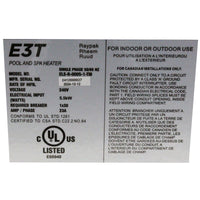 Digital Electric Heater, Raypak E3T, 1.5" mpt, 230v, 5.5kW