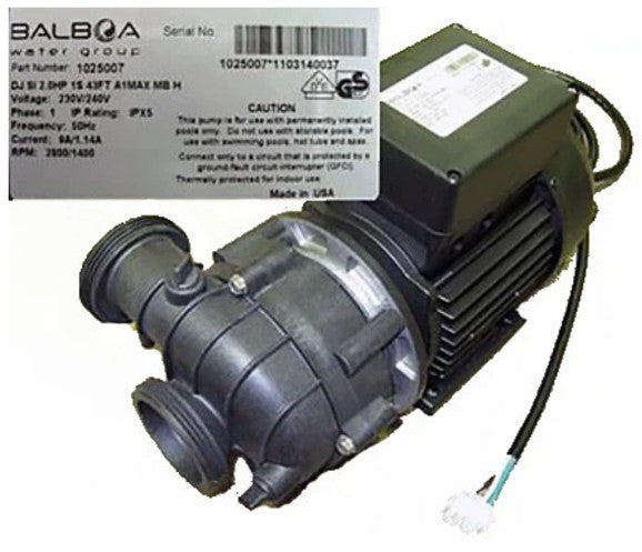 Balboa 1025007 DJ Spa Pump, 2.0HP Single Speed, 43 ft Head