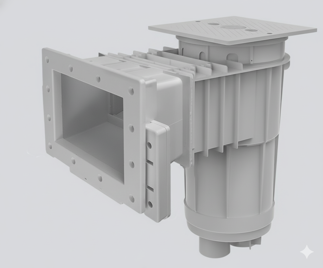 Fiberglass Skimmer, Regular Mouth, Square Lid Gray, 25160-011-101