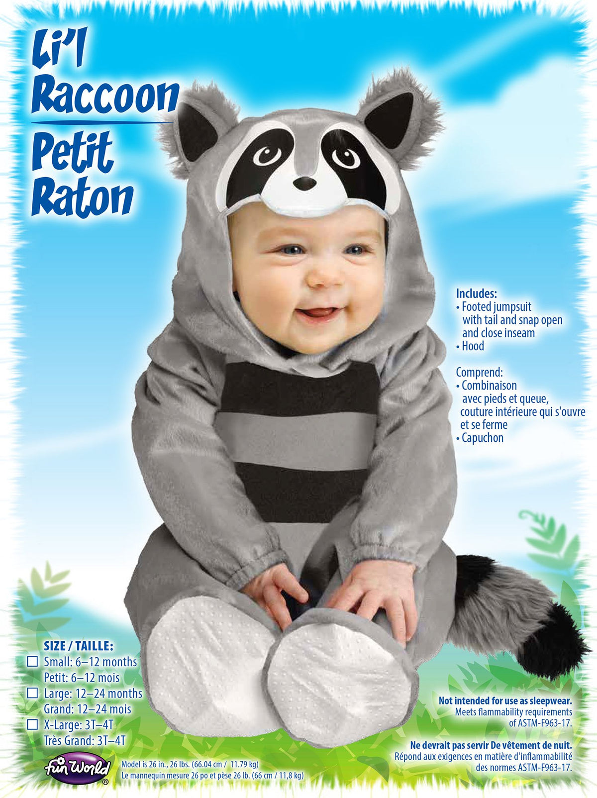 Baby Raccoon Toddler Costume Footed Jumpsuit Onesie