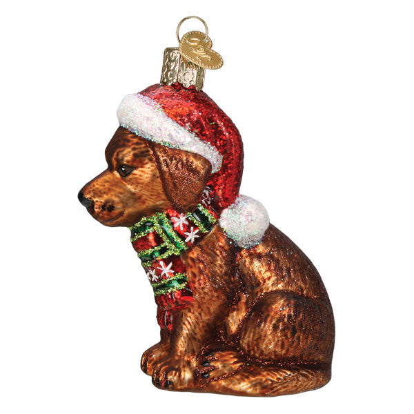 Holiday Chocolate Labrador Pup Ornament