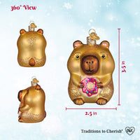 Capybara Eating Donut Ornament