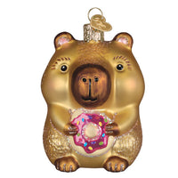 Capybara Eating Donut Ornament