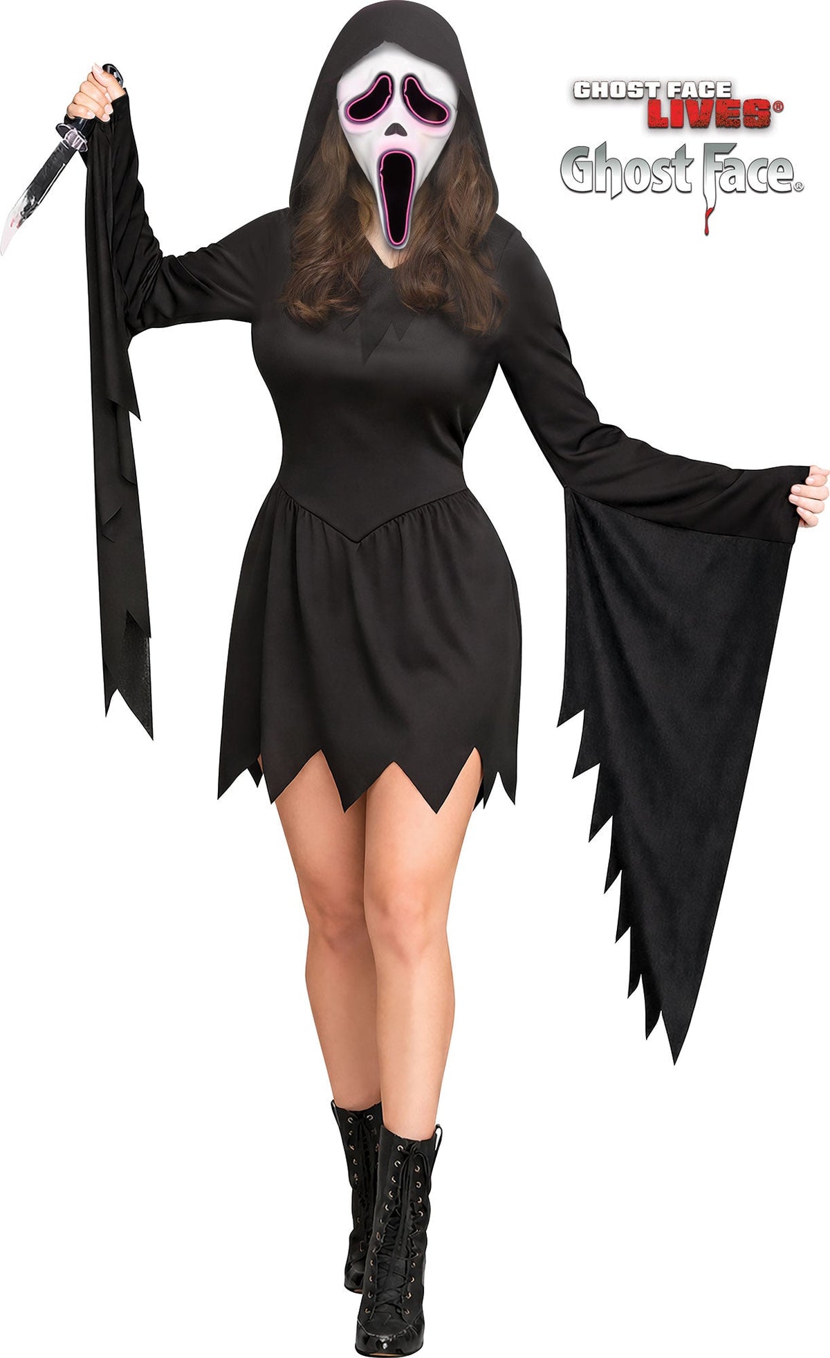 E.L. Light Up Scream Ghost Face Women's Costume