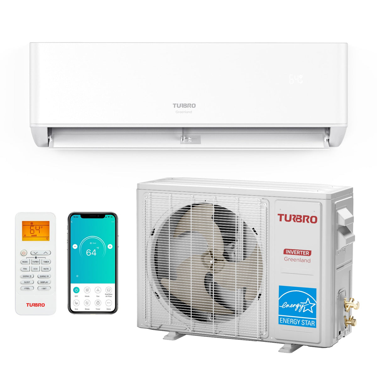 Greenland 18,000 BTU WiFi Ductless Mini Split AC with Heat Pump (R454B)