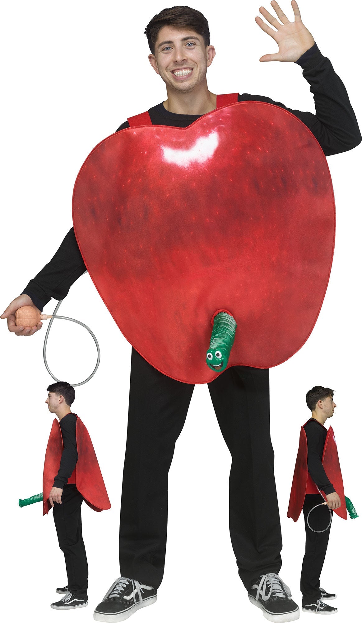 Squirmy Surprise Apple & 3D Worm Adult Costume