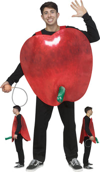 Squirmy Surprise Apple & 3D Worm Adult Costume