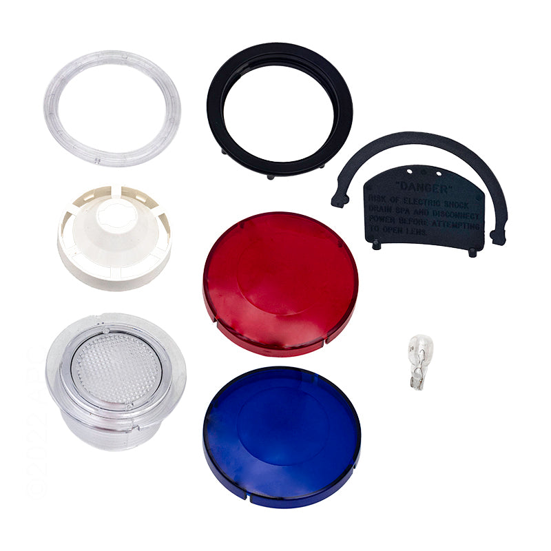 O'Ryan 15004BB00000 Front Access Spa Light Kit, 2-1/2 in Hole, with Red and Blue Lenses