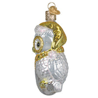 Sterling Snow Owl On Moon Ornament