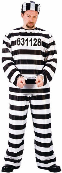 Jailbird Black and White Adult Prisoner Costume