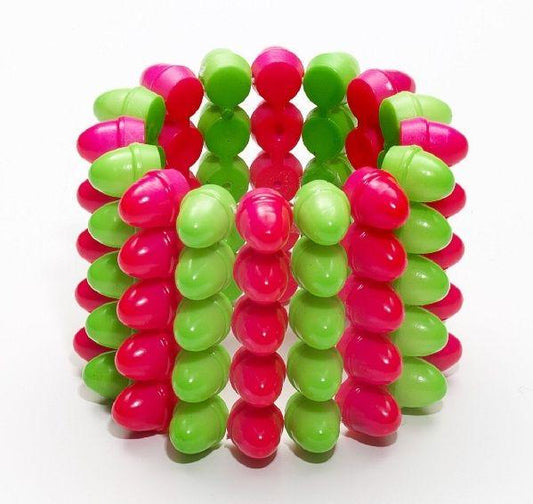 80s Punk Club Candy Rounded 5 Row Spike Green & Pink Costume Accessory Bracelet