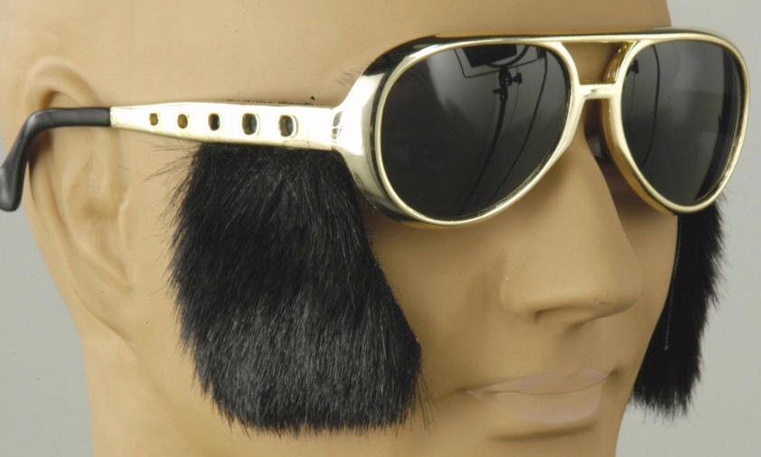 King of Rock N Roll Elvis Presley Glasses with Side Burns Gold Sunglasses
