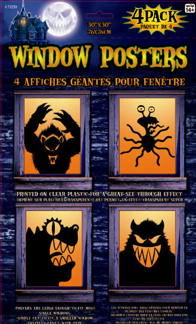 Giant Freaky Monster Window Poster Halloween Decoration