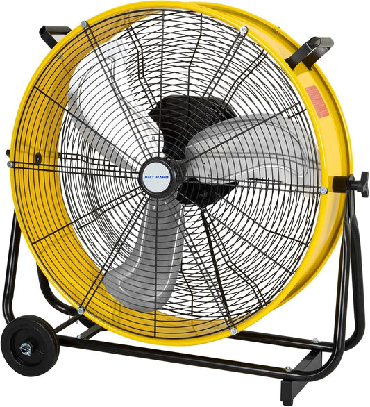 BILT HARD 24" 8100 CFM Ultra-Quiet Drum Fan:  High Velocity, 3-Speed Heavy Duty Metal Shop Fan, UL Listed