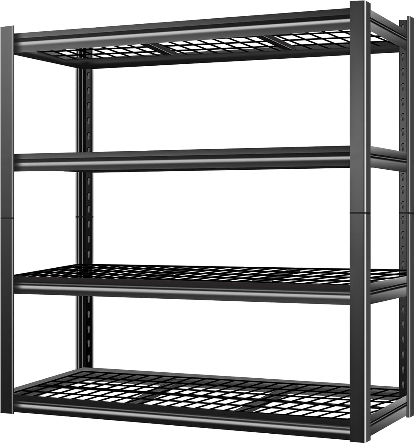 BILT HARD 46" W x 24" D x 72" H Heavy Duty Garage Shelving, 4-Tier Industrial Metal Shelving Units with Adjustable Shelf, Steel Utility Shelves for Warehouse, Garage, Black