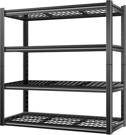 BILT HARD 46" W x 24" D x 72" H Heavy Duty Garage Shelving, 4-Tier Industrial Metal Shelving Units with Adjustable Shelf, Steel Utility Shelves for Warehouse, Garage, Black