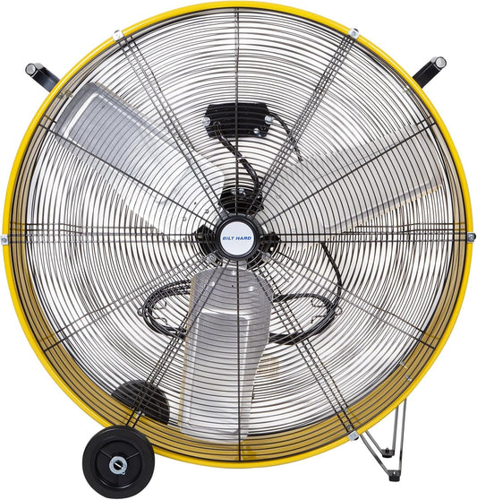 BILT HARD 30" 13000 CFM High Velocity Drum Fan: 2-Speed Heavy Duty Industrial Fan, UL Listed (Yellow)