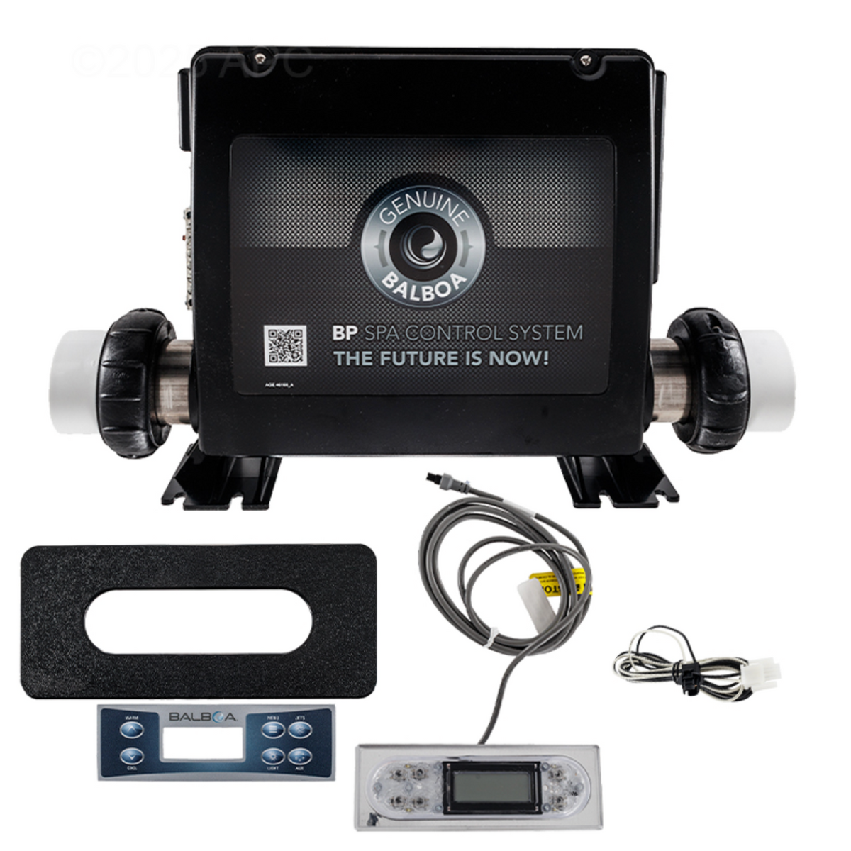 Balboa spa control system with accessories on a white background