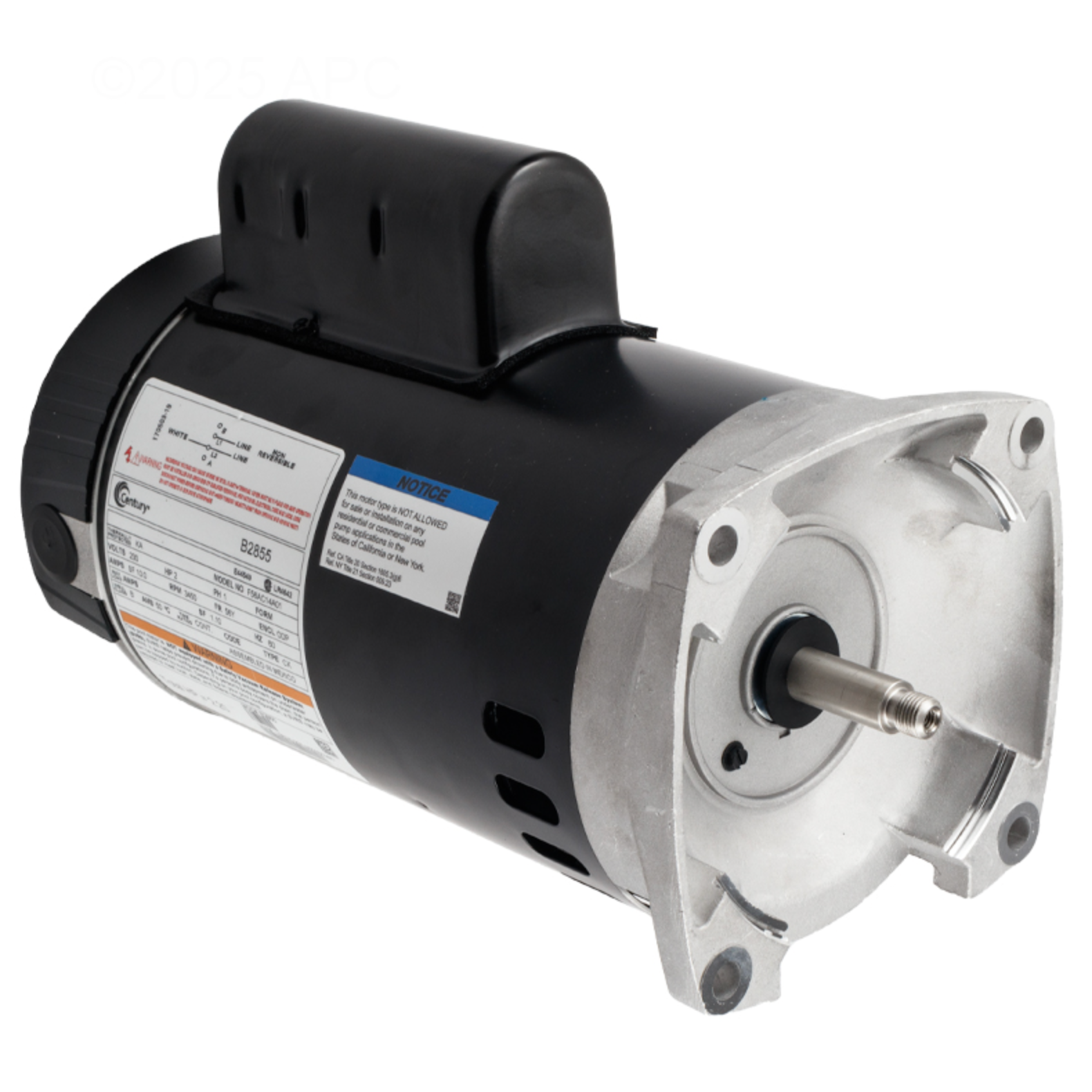 2 HP Replacement Pool Pump Motor (B2855) | Square Flange 56Y Frame | 230V | Fits Hayward, Pentair, & Sta-Rite Pumps