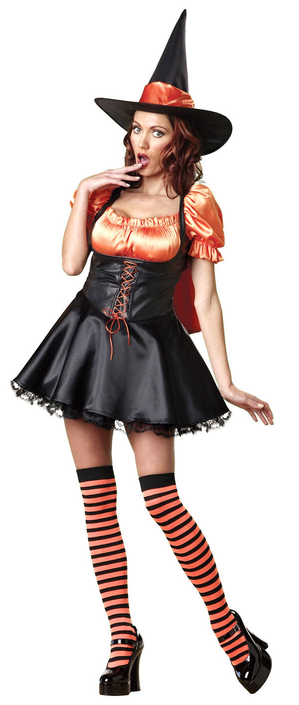 Wicked Wishes Orange and Black Sexy Women's Witch Costume