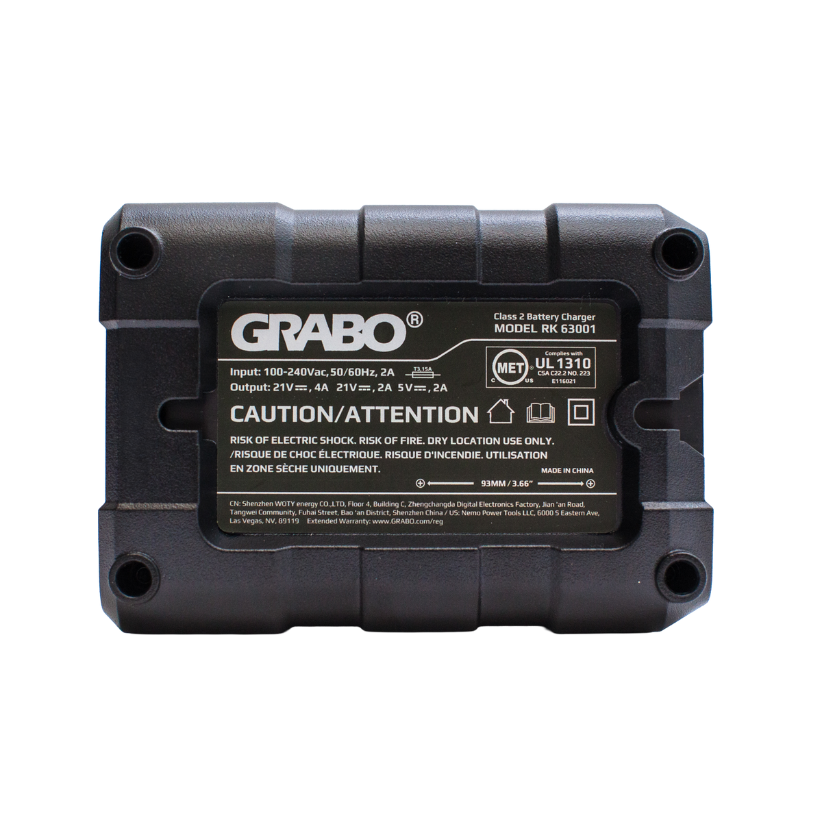 GRABO Pro Brushless 20V Battery Charger