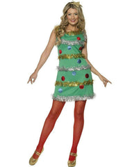 Women's Christmas Tree Costume Dress and Headband