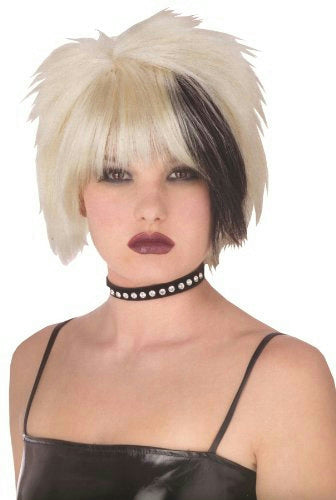 Blonde with Black Streak Pristine Punk Wig