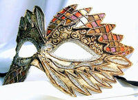 Orange Green Purple Gold Falcon Mardi Gras Eye Festive Party Mask