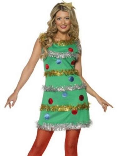 Women's Christmas Tree Costume Dress and Headband