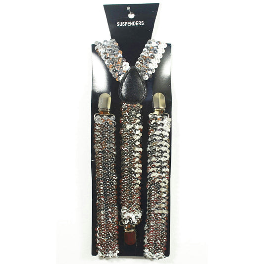 Silver Sequin Suspenders