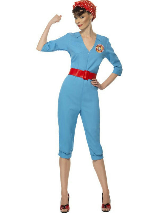Smiffy's Women's 1940's Vintage Factory Girl Costume Jumpsuit Size Large 14-16