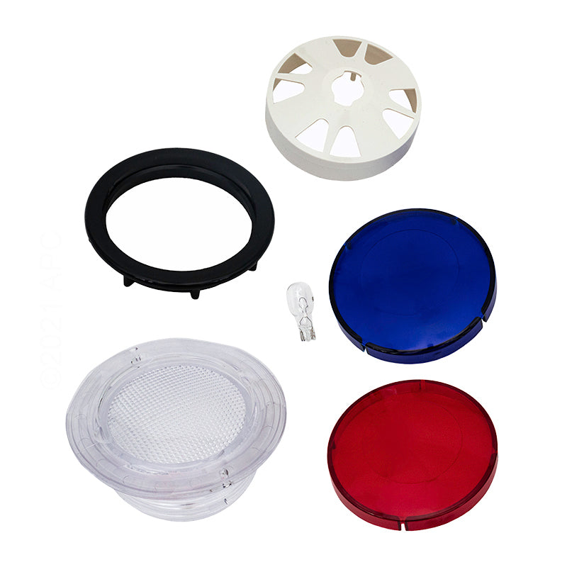 O'Ryan 25004BB00Y Spa Light Wall Fitting Set, 3-1/2 in Hole, 5 in Face, with Red and Blue Lenses