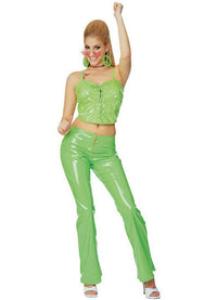 Rubies Sexy Lime Green Disco Girl Costume Bustier Bellbottoms Size Medium 10-14