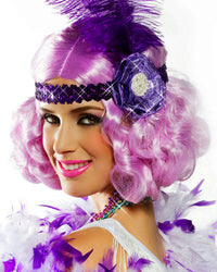 Party Pastel Purple Lilac Short and Curly Flapper Adult Costume Wig