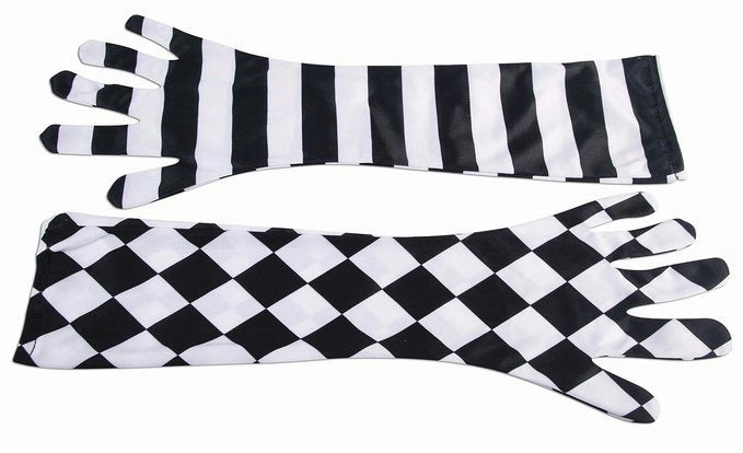 Forum Harlequin Black and White Mismatched Opera Length Gloves
