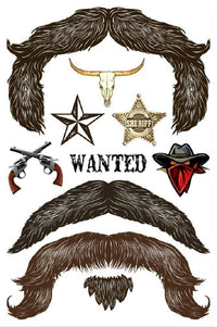 StacheTATS The Outlaw Mustache Temporary Facial Tattoos Assortment