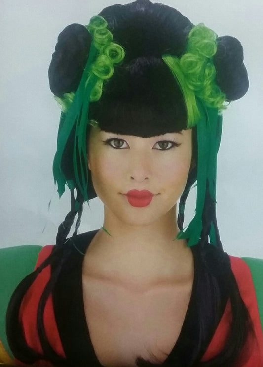Black and Green Couture Geisha Wig