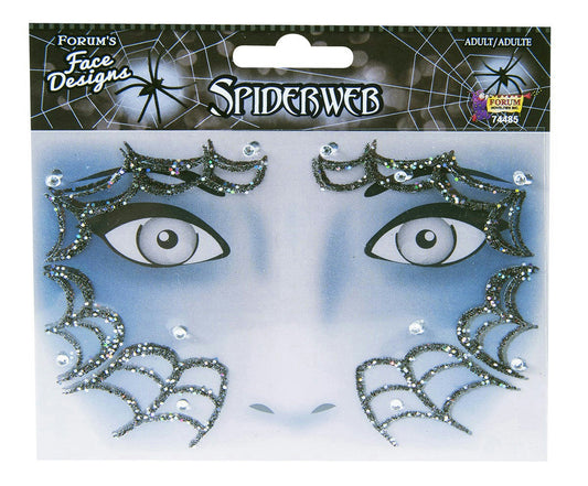 Glitter Rhinestone Spiderweb Face Design Art Self Adhesive Stickers Decor Makeup