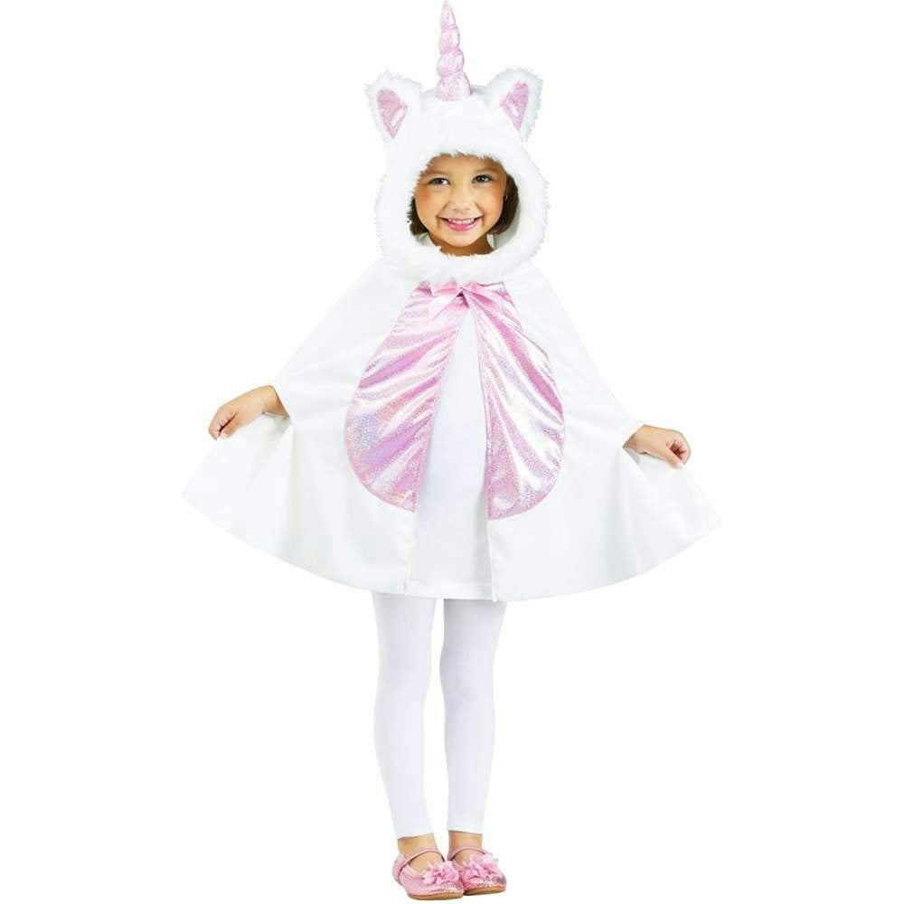 Fun World Girl's Pink and White Li'l Unicorn Cape Toddler Costume Fits up to 3T