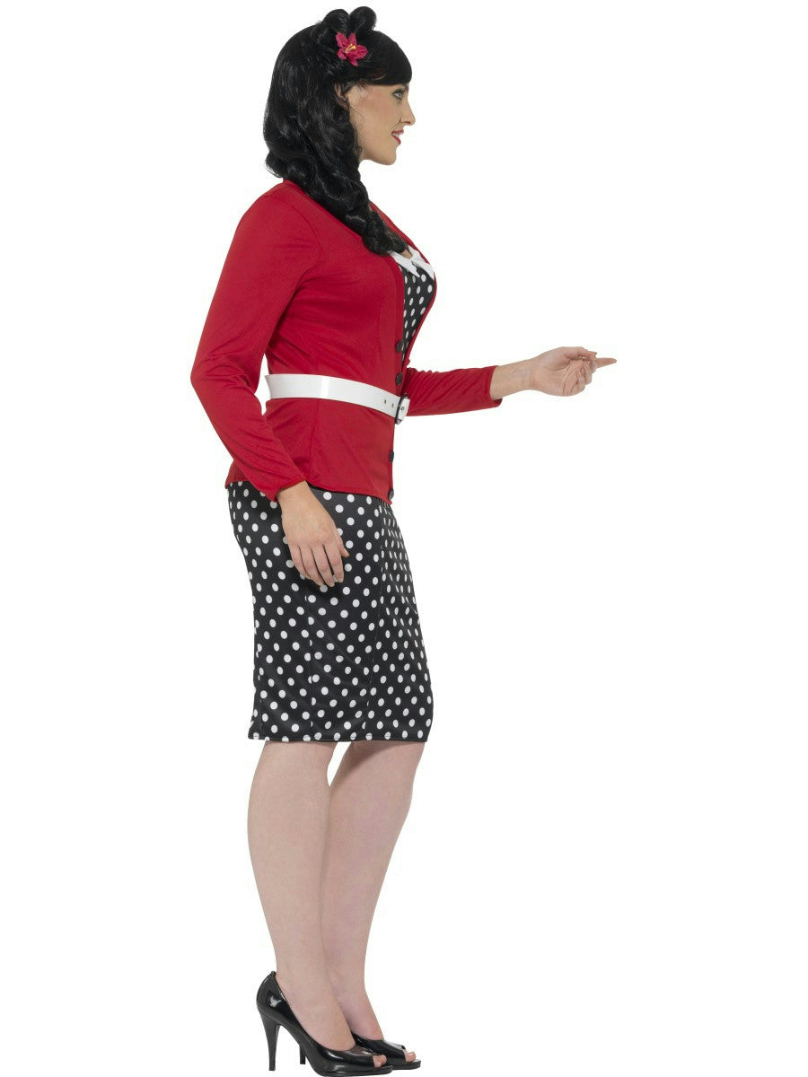 Smiffy's Women's Curves 50's Pin Up Polka Dot Adult Retro Costume