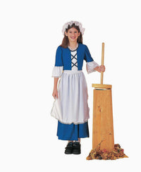Colonial Girl Child Costume Dress and Mop Cap Size Large 12-14